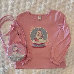 Pink Snowman Kids Shirt & bag